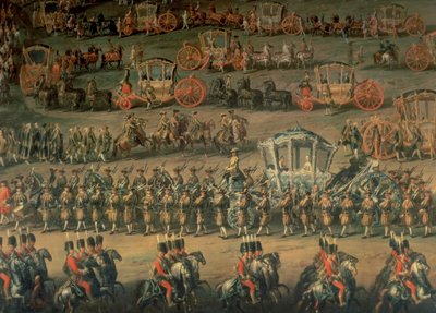 De aankomst van Isabella van Parma ter gelegenheid van haar huwelijk met Jozef II, 1760 door Martin II Mytens or Meytens